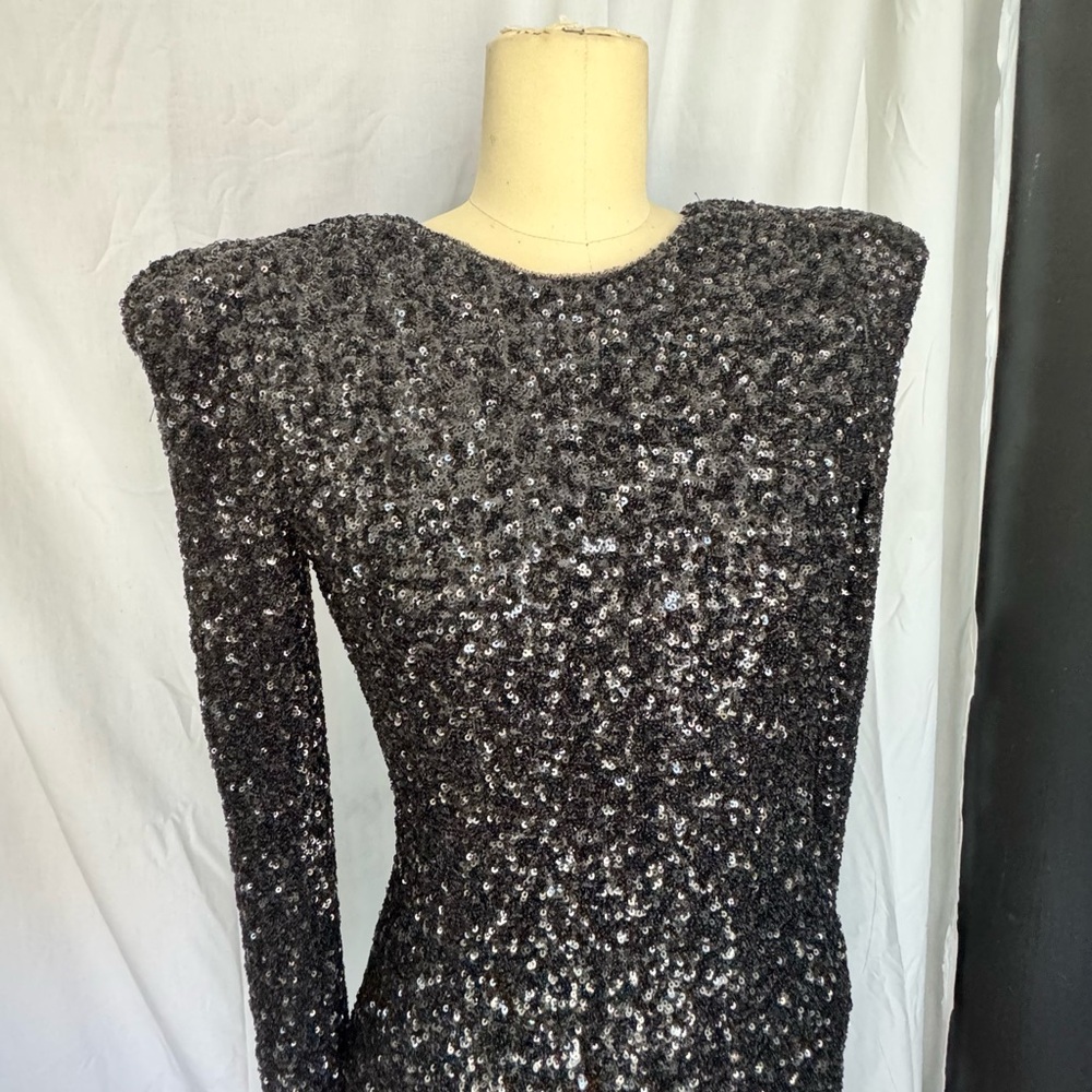 Zara Black Sequin Backless Dress